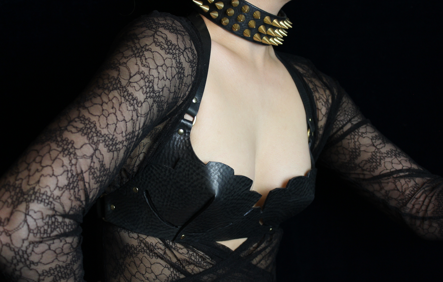 House of Hysteria leather Venus bra